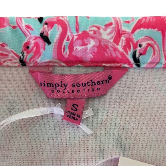 SIMPLY SOUTHERN COLLECTION Flamingo Split Neck Tunic Knit Dress Size Small NWT - Picture 4 of 10